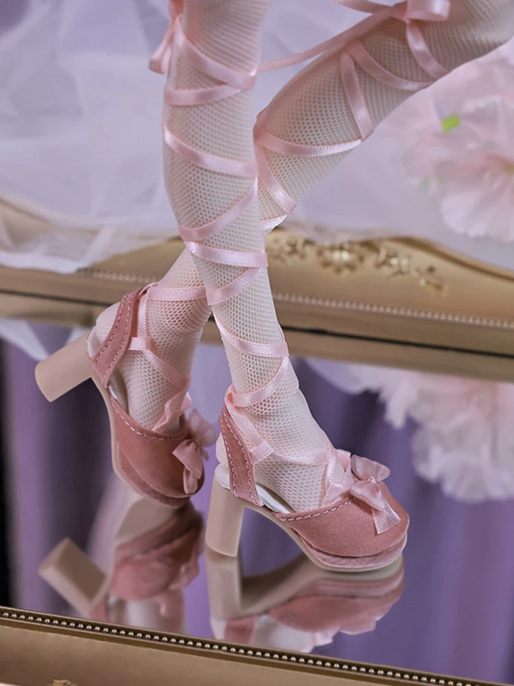 D09-P962 handmade toy 1/4 MDD MSD bjd/sd Doll shoes Bow tie thick soled strap high heel shoes 1pair