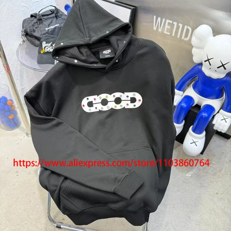 فريد الراقية رمادي GOODBRAND كنزة قطيفة رائعة مرصعة بالألماس تصميم الرجال النساء عادية فضفاض جيد البلوز #3