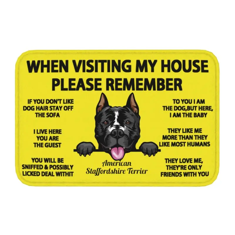 Peeking Dog American Staffordshire Terrier Doormat Anti-Slip Bath Kitchen Mat Bedroom Balcony Floor Door Entrance Carpet Rug