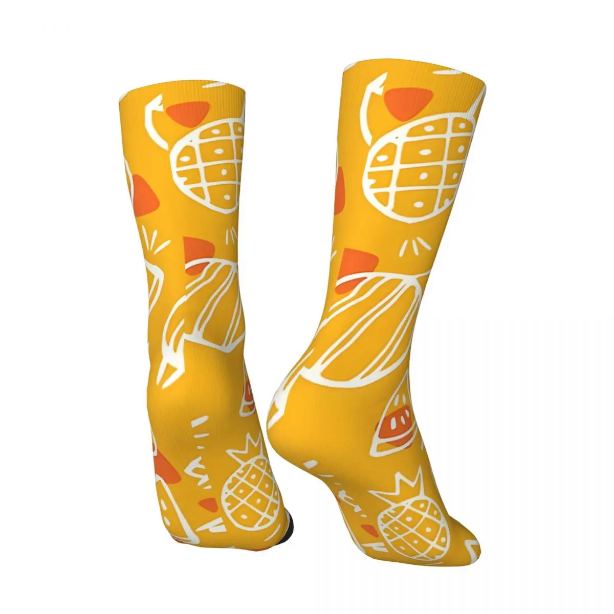 Tropical Fruit Pattern Orange Cute Men's Socks Vintage Harajuku Street Style Novelty Pattern Crew Sock