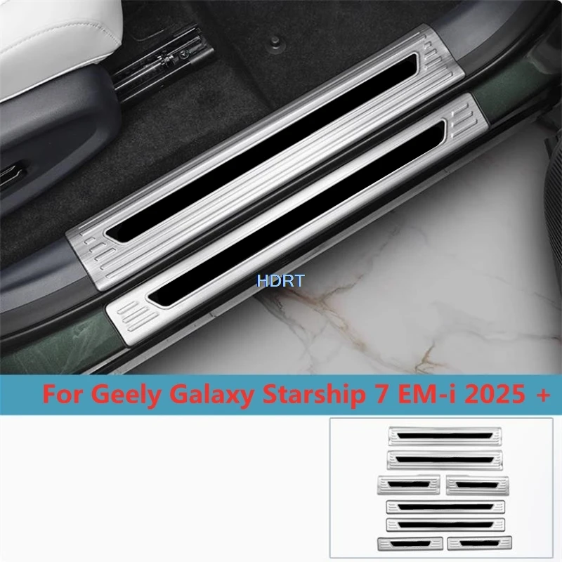 For Geely Galaxy Starship 7 EM-i 2025 + Car Threshold Plate Rear Bumper Trunk Guard Door Sill Welcome Pedal Cover Accessories