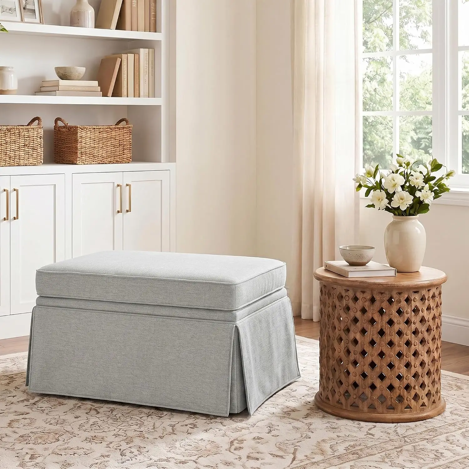 Upholstered Storage Ottoman Foot Rest Stool, Customized