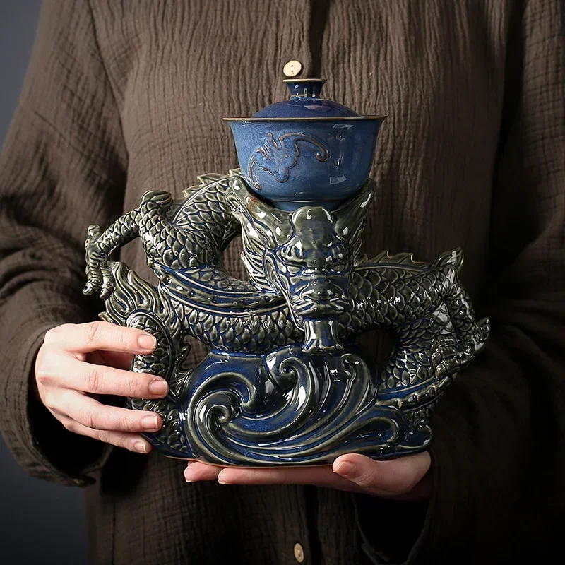 2023 High-grade kung fu tea set dragon teaset Chinese bone china teapot and tea cup set travel tea set for holiday gift