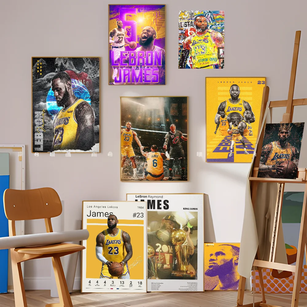 POP Basketball Player L-LeBron- James Basketball Classic Movie Posters Waterproof Paper Coffee House Bar Decor Art Wall Stickers