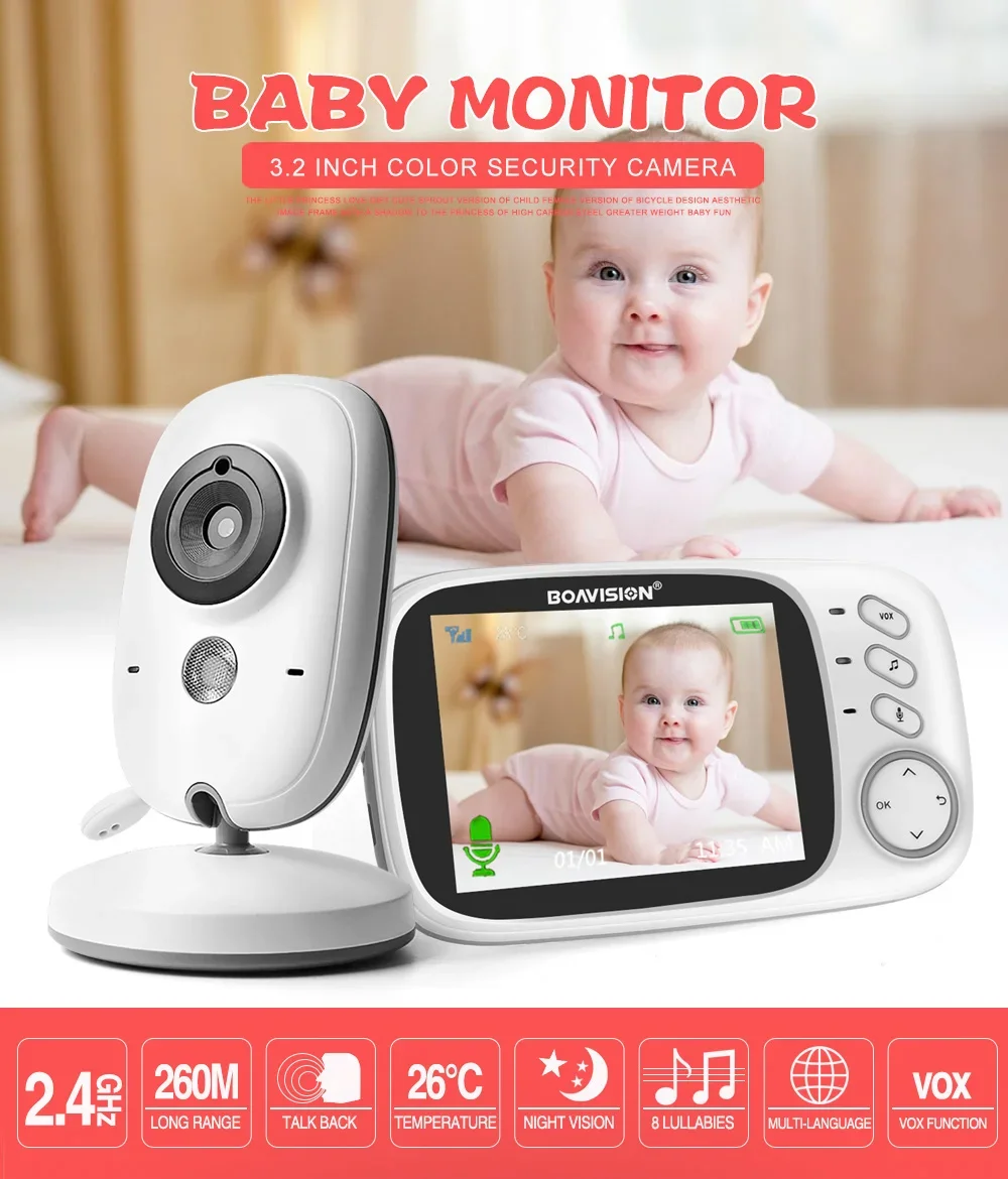 Baby Monitor VB603 3.2inch Wireless Video with Camera Fast Shipping Two Way Audio Night Vision Surveillance Security  Babysitter