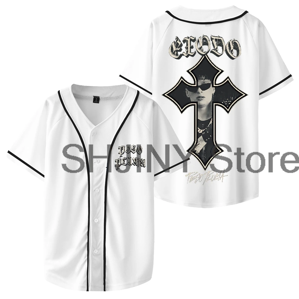 Peso Pluma Exodo Jersey Exodo Tour 2024 Baseball Jacket Shirts Short Sleeve Tee Women Men Streetwear Hip Hop Clothes