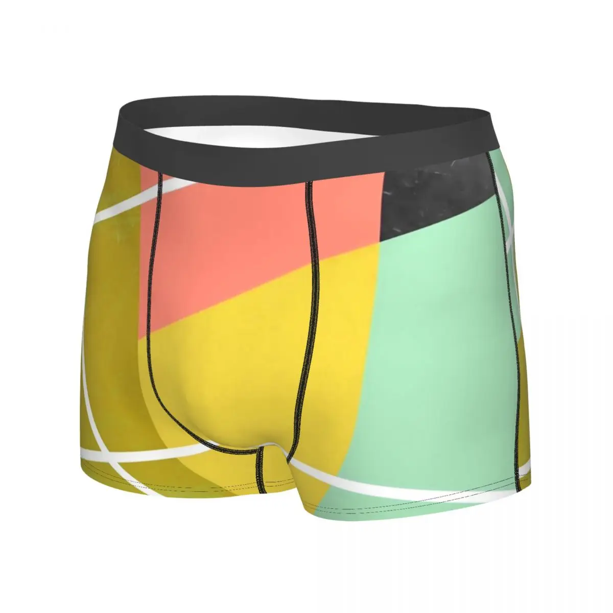 ColorBlock Underwear Geometry Print Males Underpants Print Sexy Boxer Shorts Hot Shorts Briefs Plus Size