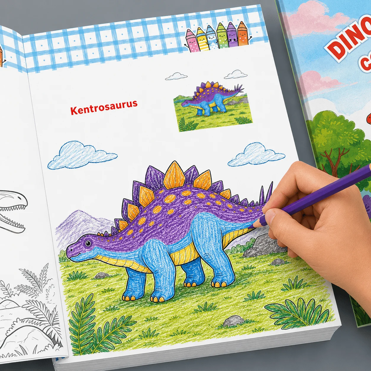 Dinosaur World Coloring Book 32 Pages, Kids Dinosaur Colouring Workbook, Prehistoric‑Creature Drawing Activity Book, Fun Gift