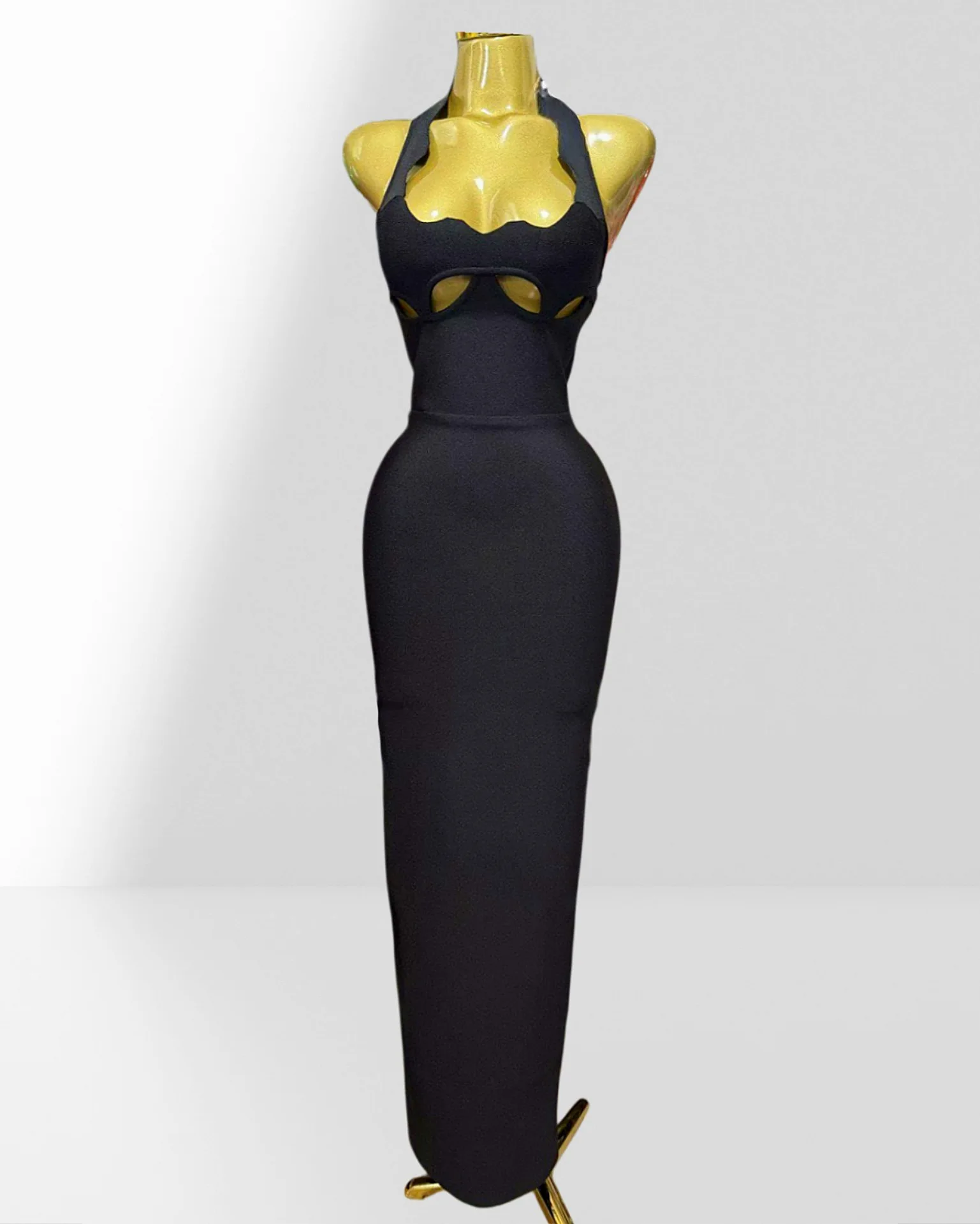 Elegant Off Shoulder Backless Bodycon Long Bandage Halter Dress Sleeveless Slim Fit Party Dress Evening Party Celebrity Gowns
