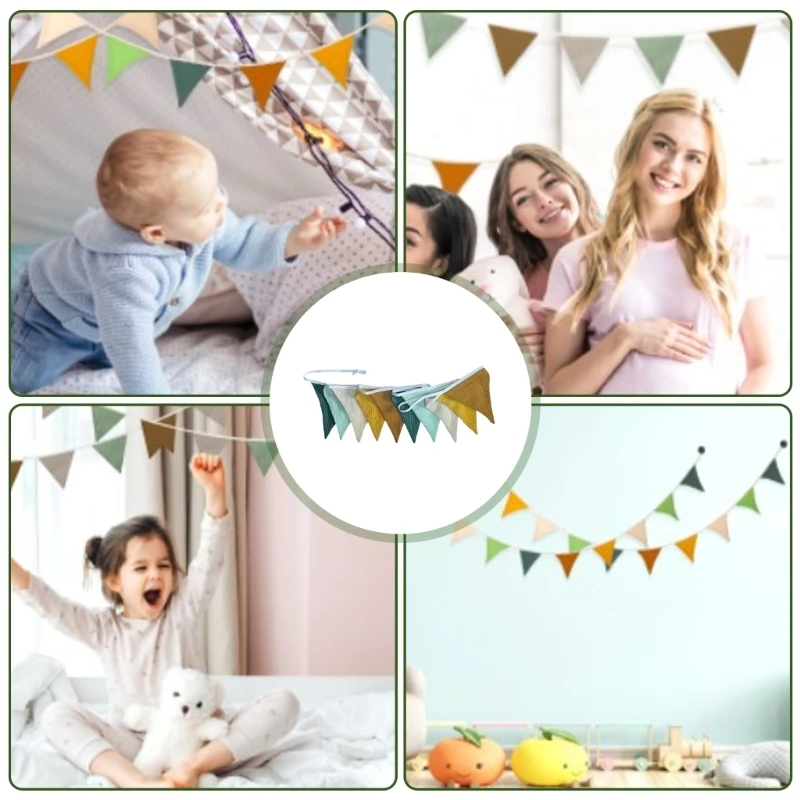 Cotton Triangular Banners Flags for Children Bedroom Pennant Banners Garlands Photo Backdrops Birthday Party Decoration B03E