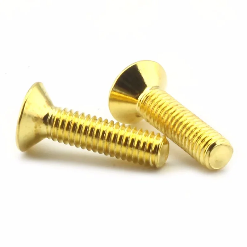 Leijiu M2 M2.5 M3 M4 M5 DIN7991 Güteklasse 12.9 Titan-Gold-beschichtete Flachkopf-Inbusschrauben Senkkopf-Sechskantschrauben – Detail 3