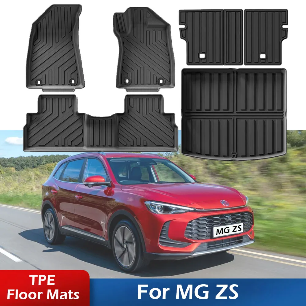 Image of Für 2023-2026 MG ZS EV RHD 2025-2026 MG ZS Hybrid LHD TPE Fußmatten Allwetter Rutschfeste Bodenmatten Kofferraummatte Rückenlehnenmatten
