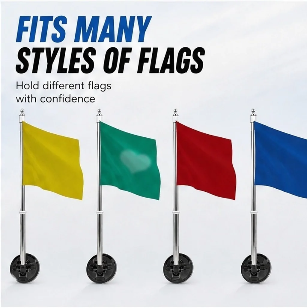 Suction Cup Flagpole Telescopic Car Mount Red Flag Pole Universal Banner Bracket Truck Boat Outdoor Flag Holder