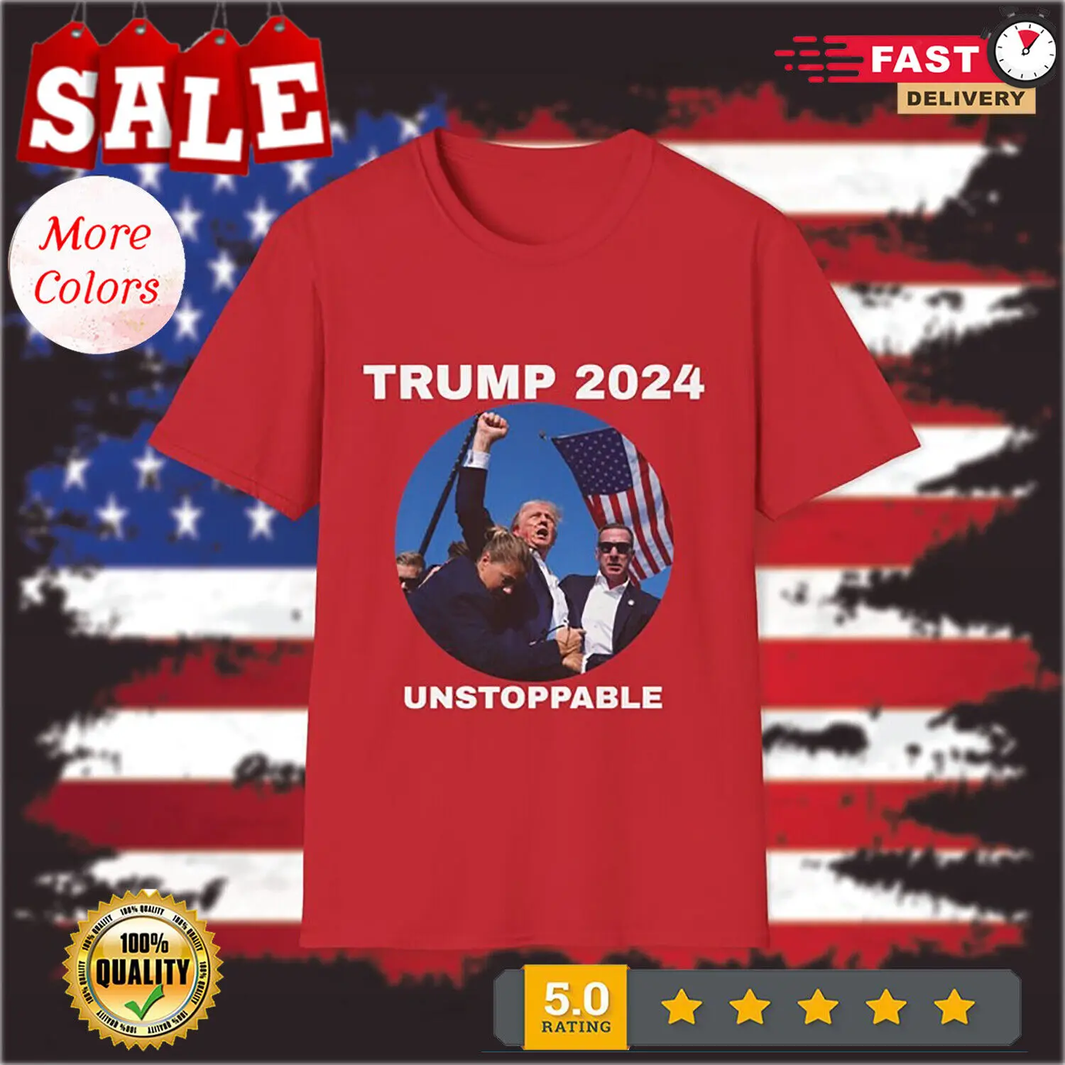 Trump 2024 Unstoppable Shirt, Can't Stop Trump Shirt, Bloody Trump Shirt, Pre...