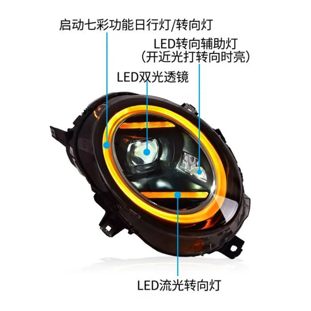 2pcs Car Head Lamp For BMW Mini Coopers F55 F56 2014-2021 full LED Headlamp Assembly RGB Upgrade High Projector Lens Accessories