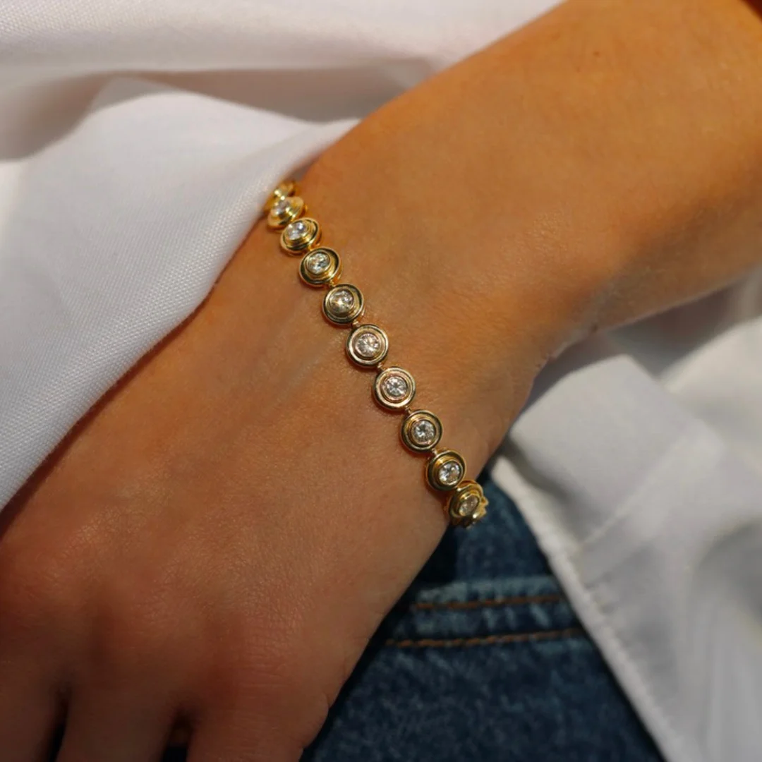 Geometric Round Dots 5A Cubic Zirconia CZ Gold Color Tennis Bracelet For Women 2023 New Hot Selling