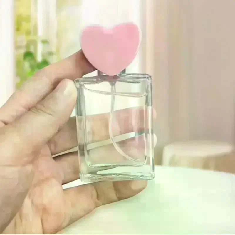 25ml Atomize Spray Bottle Heart-Shaped Lid Screw Pump Square Round Empty Clear Glass Refillable Perfume Bottles