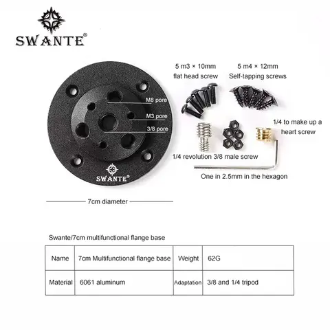 Swante 다기능 플랜지 플레이트 1/4 삼각대 캠핑 테이블 알루미늄 합금 피자 플레이트 기본 데스크탑 3/8 커넥터 액세서리 Swante 다기능 플랜지 플레이트 1/4 삼각대 캠핑 테이블 알루미늄 합금 피자 플레이트 기본 데스크탑 3/8 커넥터 액세서리