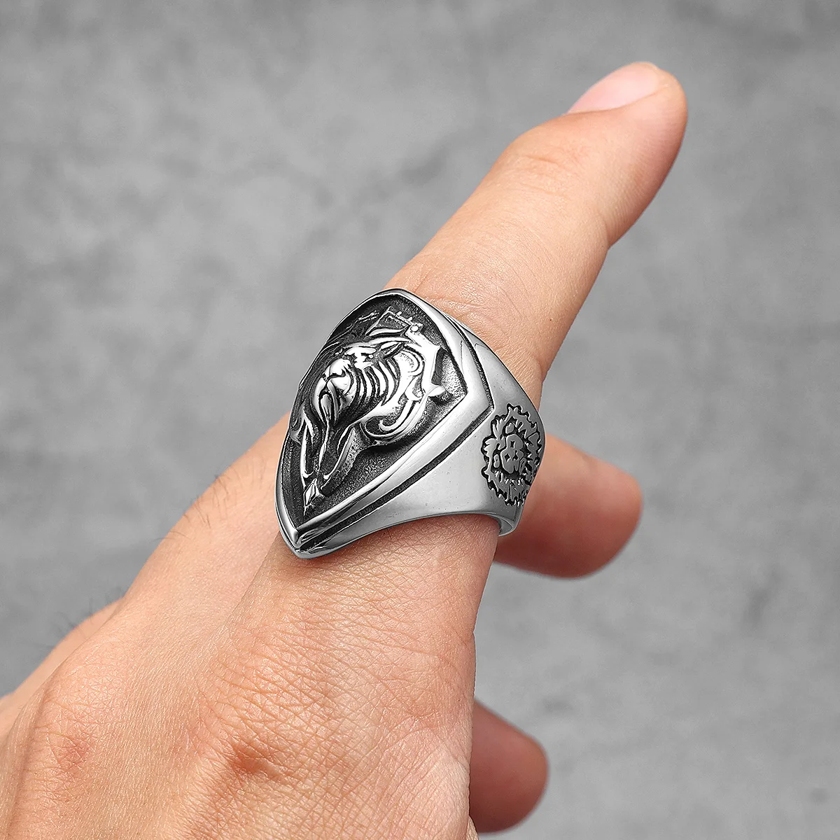 Lion King Shield Animal Men Rings Stainless Steel Women Jewelry Punk Rock Unique Cool Stuff Fashion Accessories Gift Wholesale