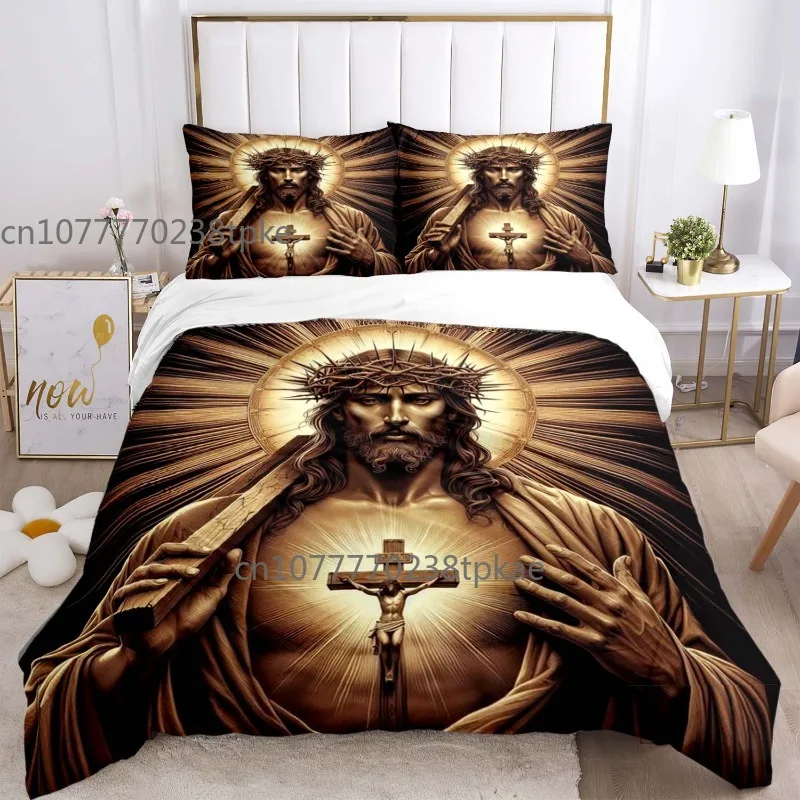 

God Jesus Virgin Maria Duvet Cover Sets Printed Bedding Set Double Queen King Size 2/3pcs,Bettbezug