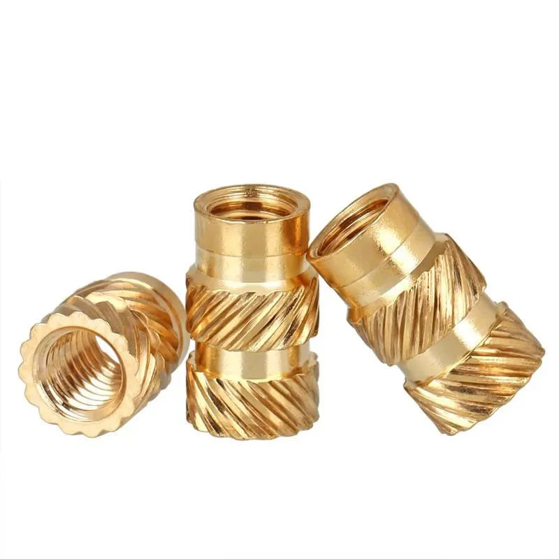النحاس إدراج المكسرات 1/4-20 UNC الساخن تذوب مخرش الموضوع حقن الحرارة صب تضمين المكسرات النحاسية للطابعة ثلاثية الأبعاد