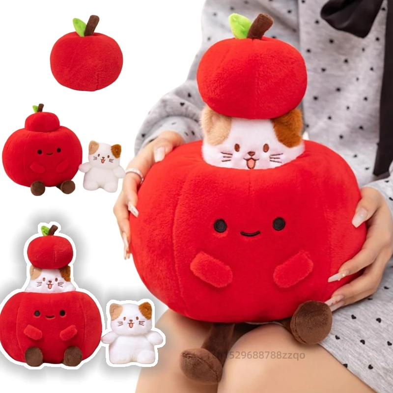 

Мультяшное красное яблоко, ситцевый кот, животные, плюшевые игрушки, мягкие куклы, подушка, забавная детская комфортная кукла для сна, подарки в канун Рождества, декор