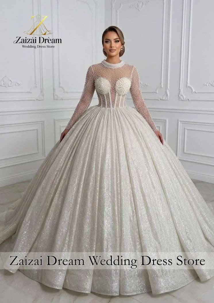 

Customized Luxury Off Shoulder Sleeves Wedding Dresses 3D Flower Lace Celebrity Dress Exquisite High Quality Prom Party Gown