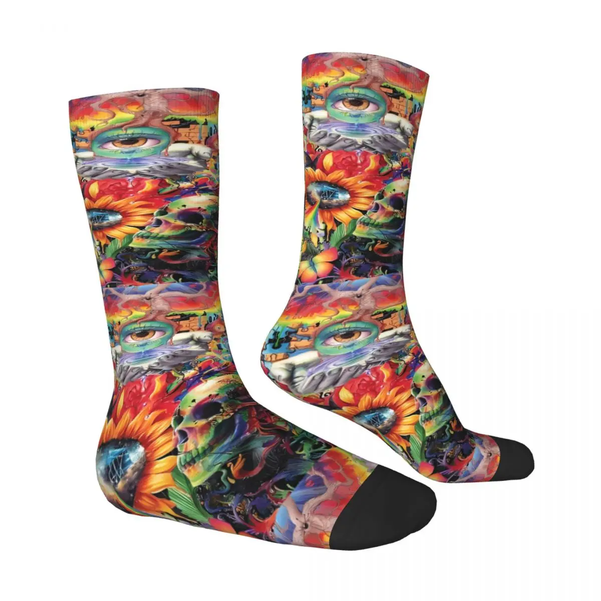 Trippy Collage Sok Gedrukt Man Polyester