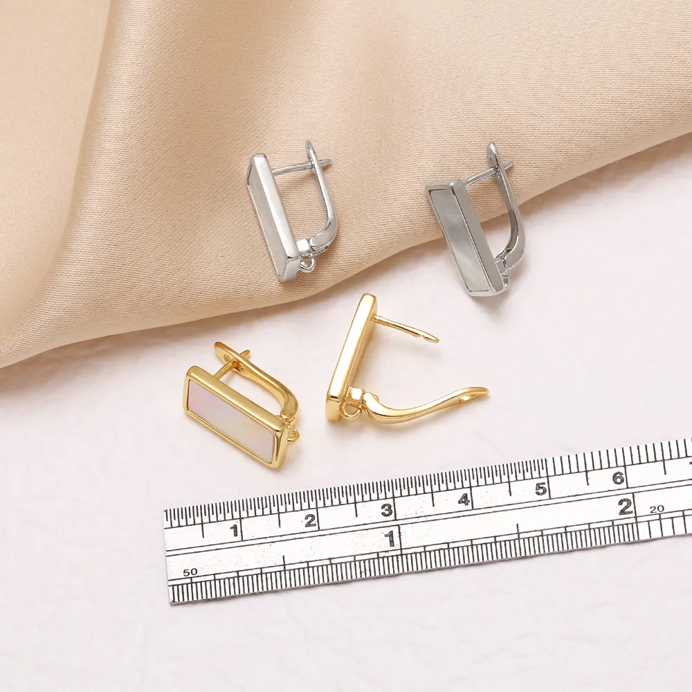 OCESRIO Fashion Shell Rectangle Earring Hooks for Earring Making Copper Gold Plated Earring Design Jewelry Making erha122