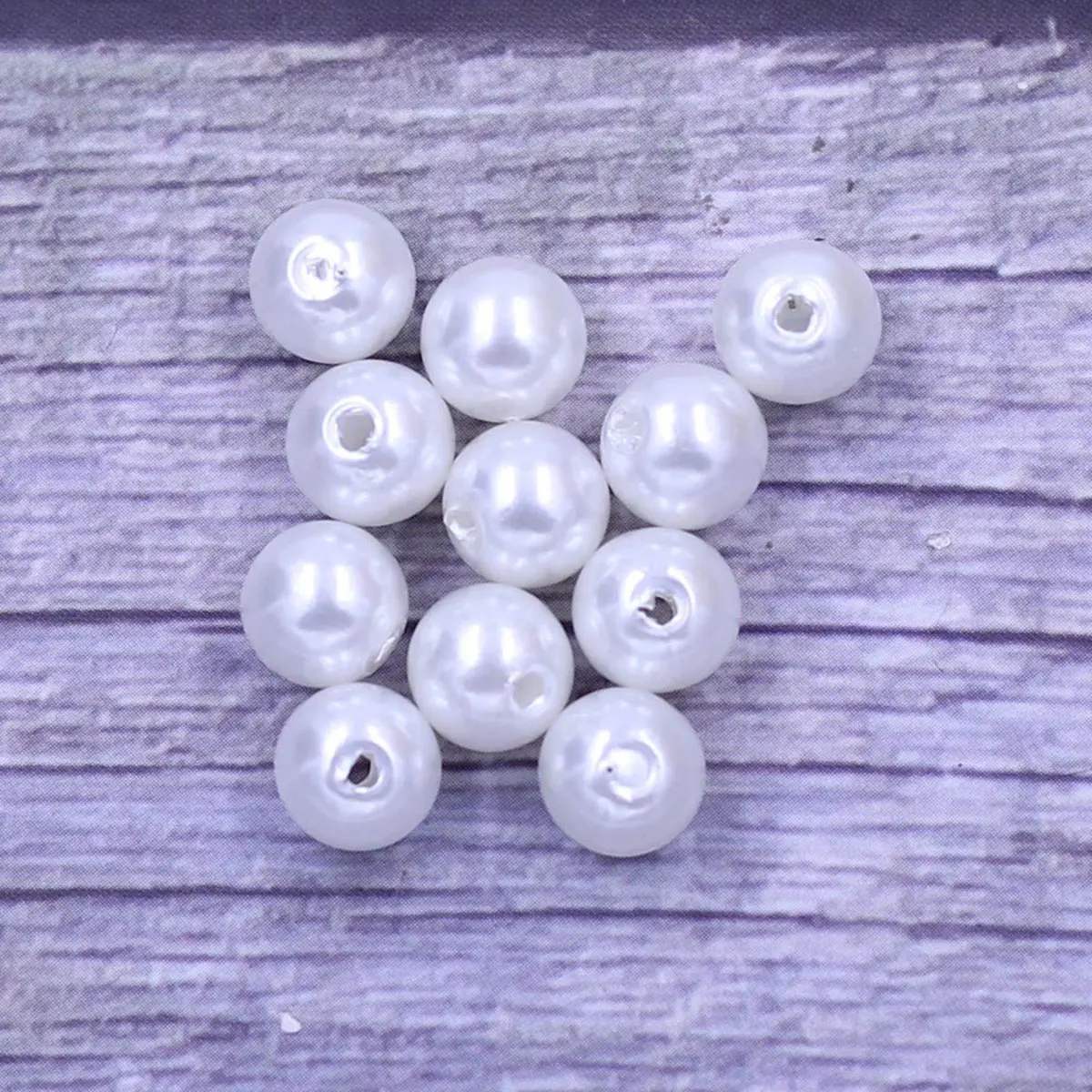 50PCS Acrylic Round Imitation Pearl Spacer Beads 8mm DIY Crafts Garment Clothes Handbag Accessories Supplies Handmade Materials