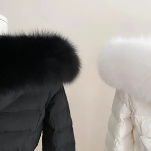 نسائي حقيقي ثعلب فرو سترة قصيرة سترة أوزة بيضاء منفاخ دافئ نسائي في الهواء الطلق اقتصاص مكتنزة سترات Y2K موضة شتاء 2000s 2024 أعلى 10 مبيعات سترة أوزة نسائية - رقم 1