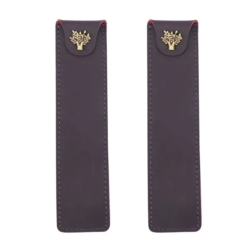 N35R-2X Genuine Leather Pen Pouch Holder Single Pencil Bag Pen Case With Snap Button For Rollerball Fountain Ballpoint Pen