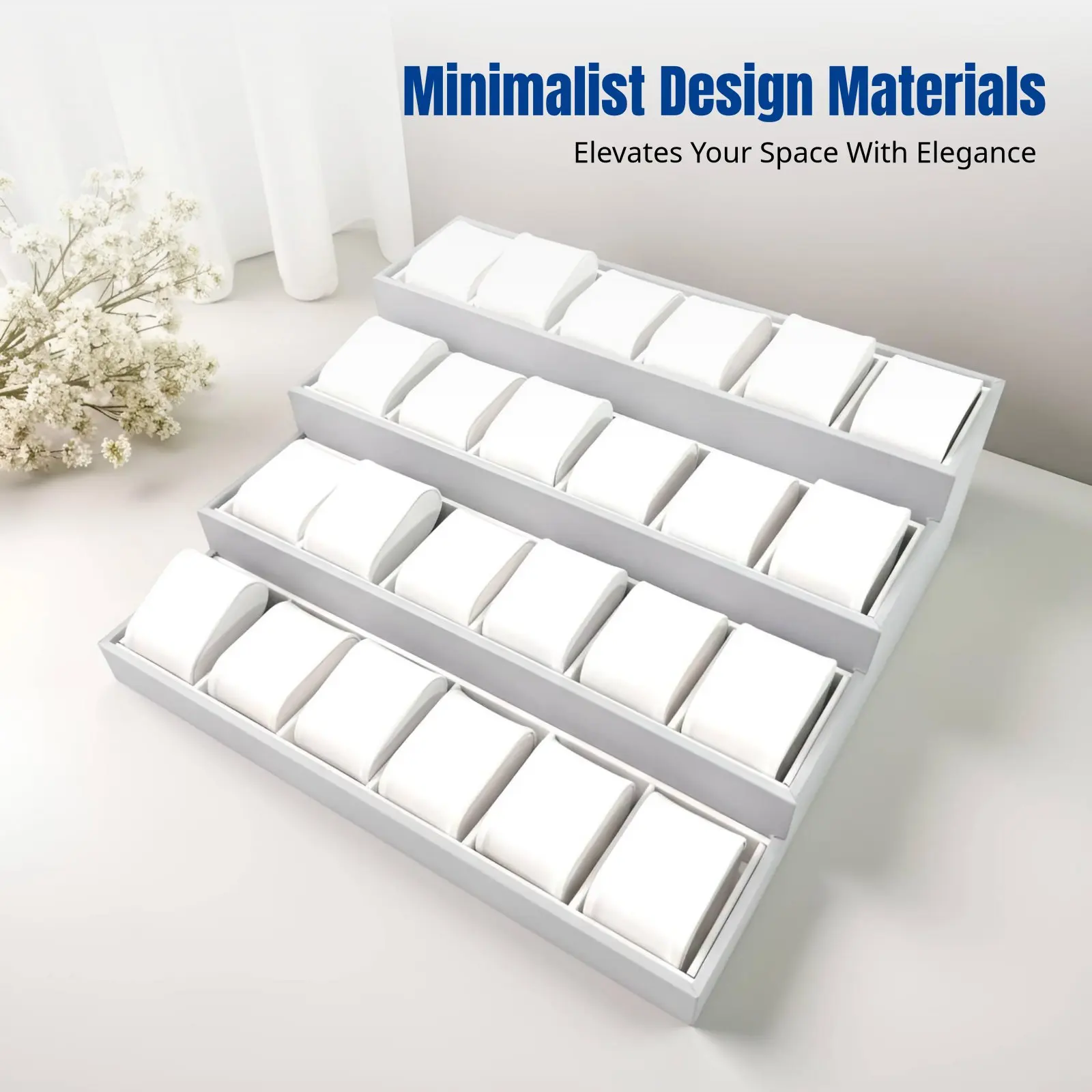 Tiered Jewelry Display Stand, Trapezoidal Watch & Bracelet Organizer, Multitier Pillow Tray for Streaming, Market Stall
