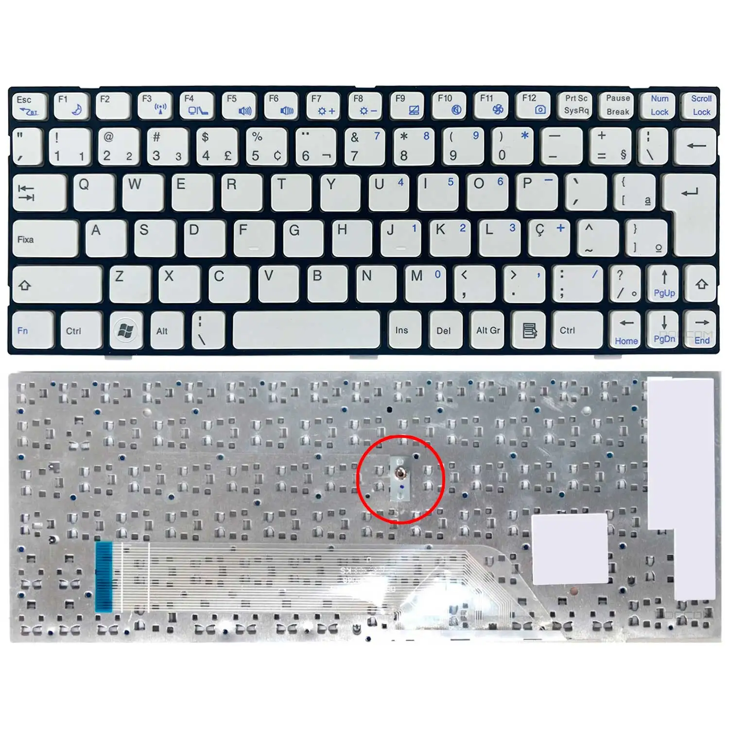 Mobo Red 4050 Mp-08k80pa-3604h 71at20414-20 ABNT2 BR White Layout Compatible Keyboard Notebook with Black Frame