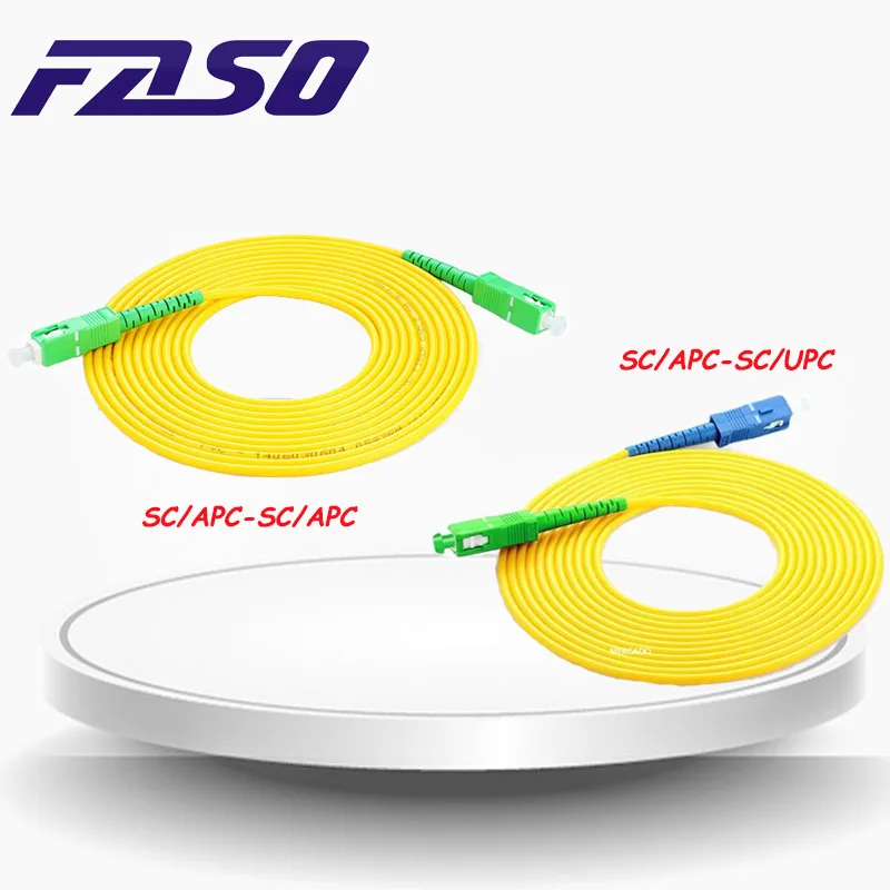 

FASO 50Pcs SC-SC APC/UPC Single Mode G652D Fiber Optic Patch Cord SX Core 3.0mm Fiber Jumper Yellow LSZH Jacket 1/2/3Meter