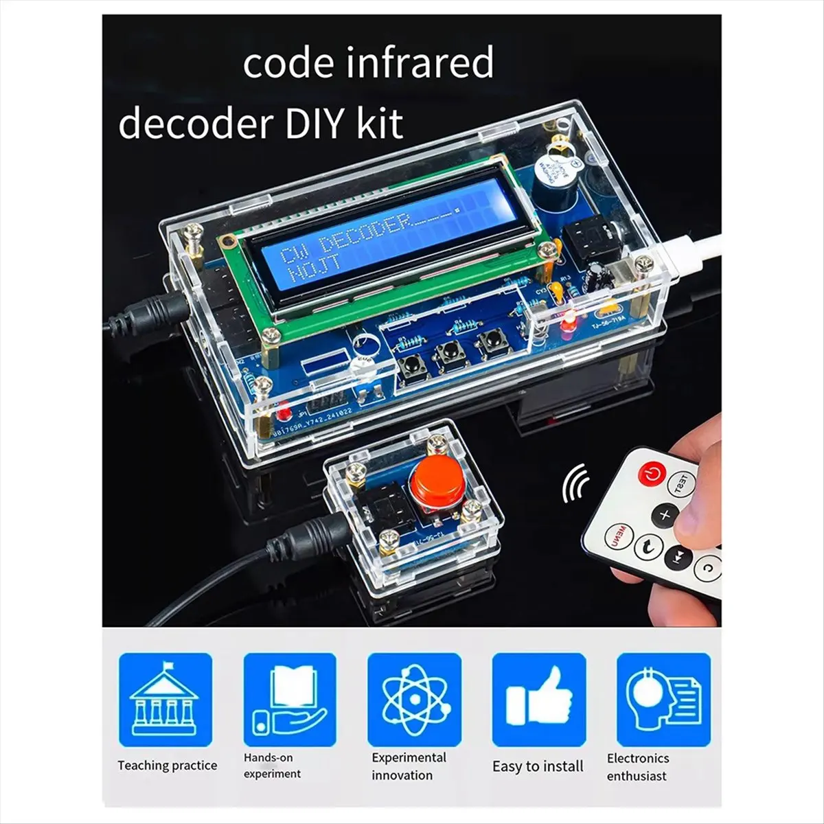 AA83 Upgrade CW Morse Code Infrared Decoder Electronic DIY Production Kit Science Experiment Fun Circuit Board TJ-56-719