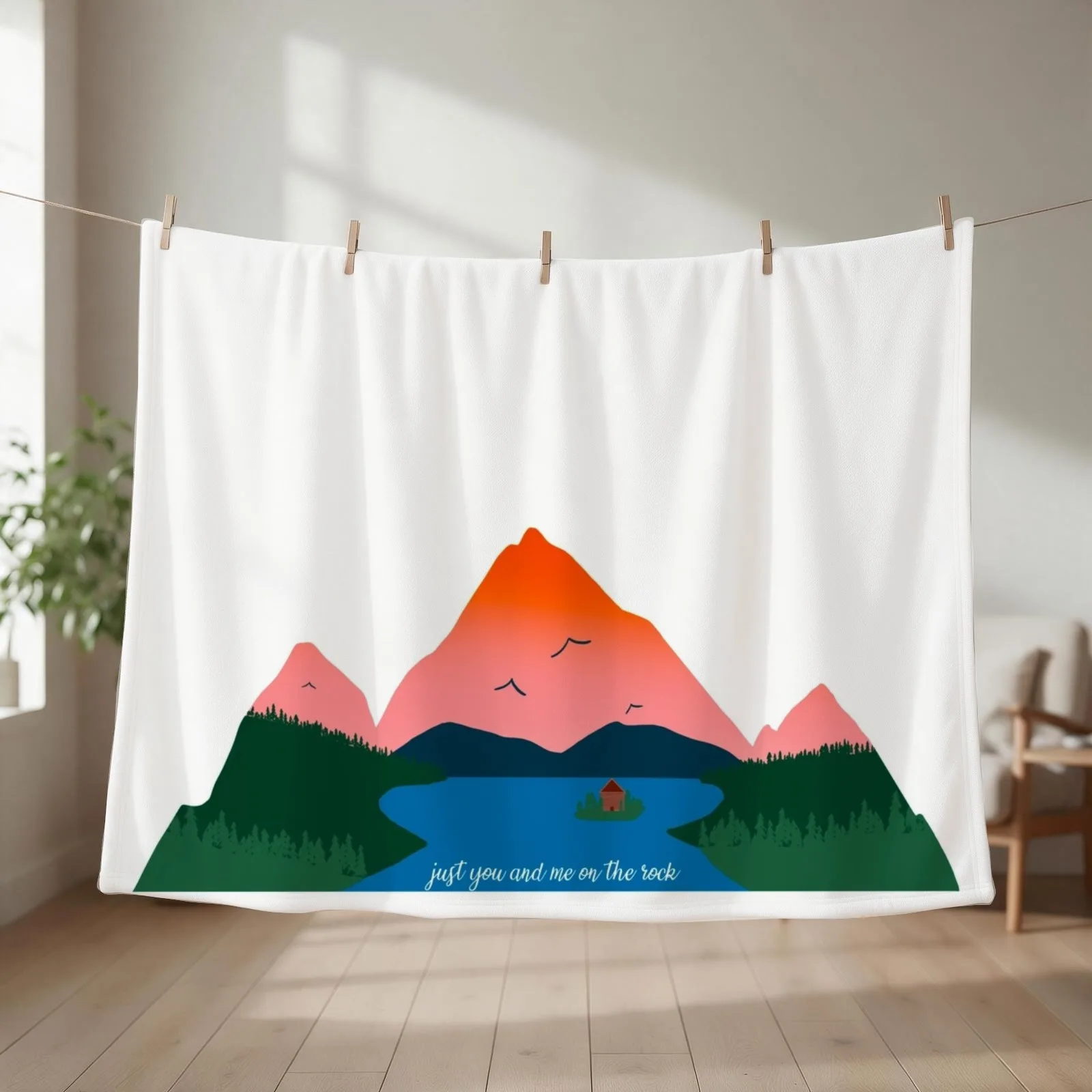 You and Me on the Rock Mountain Throw Blanket couch cozy soft plush fuzzy picnic outdoor blanket