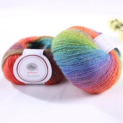 Rainbow Wool Gradient Dyed Cashmere Hand-woven Sweater Scarf Material Decoration Bright Color Delicate Feel Healthy Protection