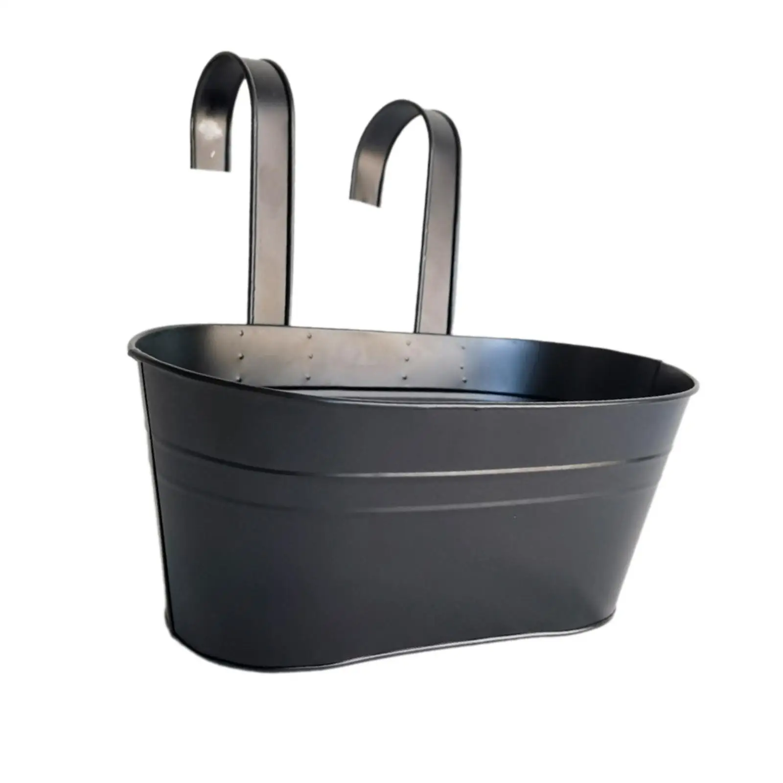 Iron Hanging Flower Pot Outdoor Planter Balcony Vase with Drainage Holes Modern Decorative Flowerpot for Patio Wall Lawn