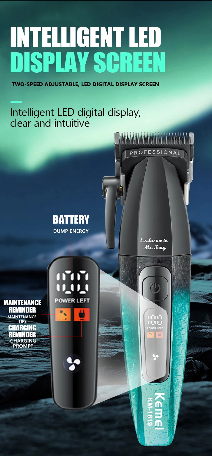 Kemei 1819 Elektrischer Haarschneider für Männer Professionelle Wiederaufladbare Kabellose Haarschneidemaschine Hochwertiger Haartrimmer für Friseure – Detail 8