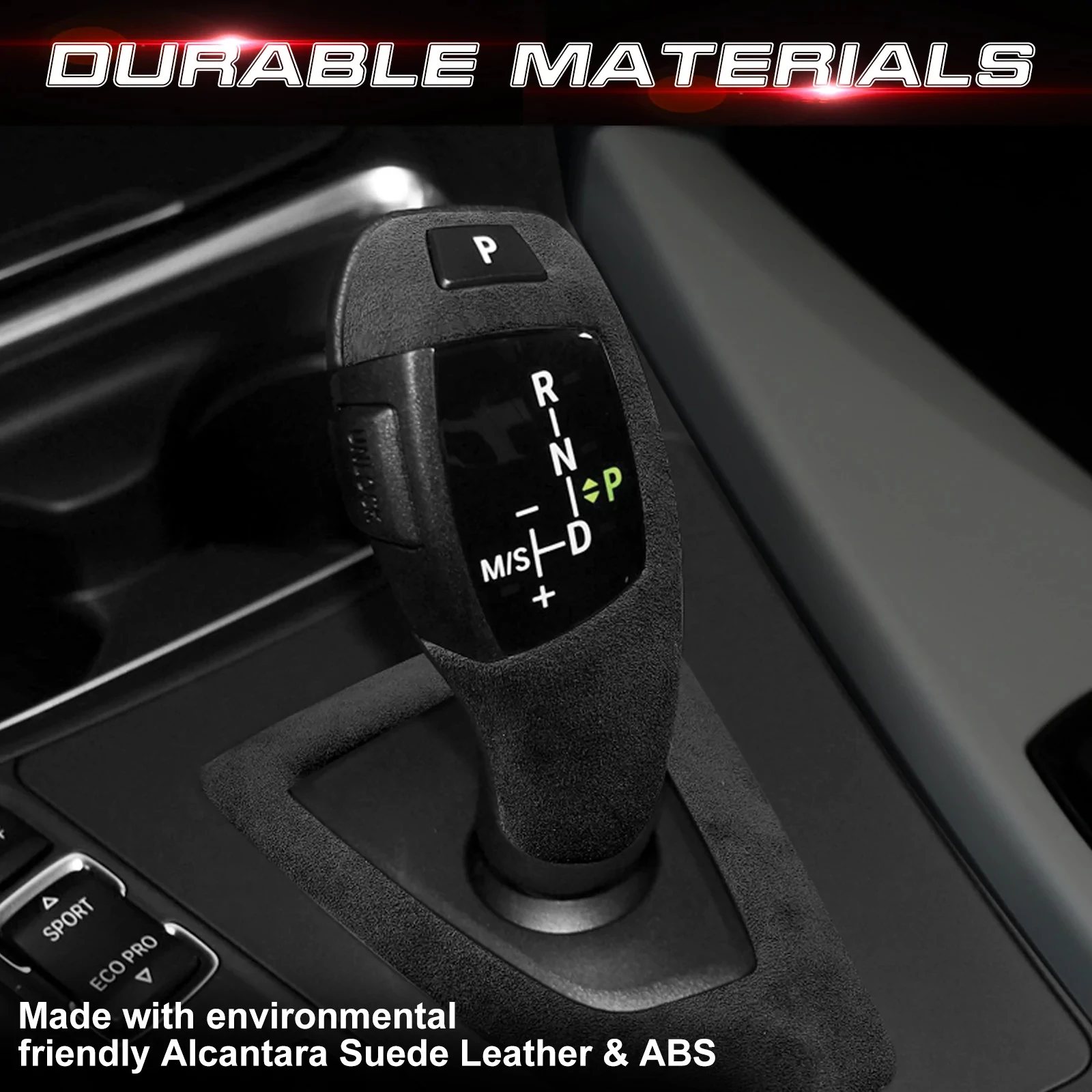 Inner Gear Shift Knob Cover Trim Protective Sticker Black Alcantara Suede For BMW 5 Series E60 2008-2010 X5 X6 E70 E71 2008-2013