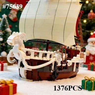 

Набор строительных блоков «Пиратский корабль» 75639, совместимый с деталями Lego, идеально подходит для рождественских подарков, 1376 деталей.