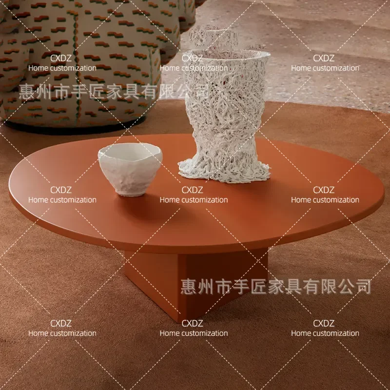 Nordic Simple Cream Style Living Room Fiberglass Coffee Table Round Table for Hotel Model Room