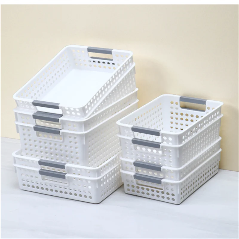 Household hollowed out storage basket for miscellaneous toys and cosmetics, desktop thickened plastic storage basket