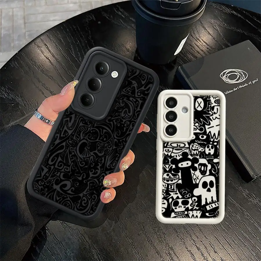 Case for Samsung Galaxy A26 A32 A23 A51 A73 A53 A54 A56 A15 A16 A34 A71 A72 A35 A36 A12 A13 Phone Cover Skull Doodle Graffiti