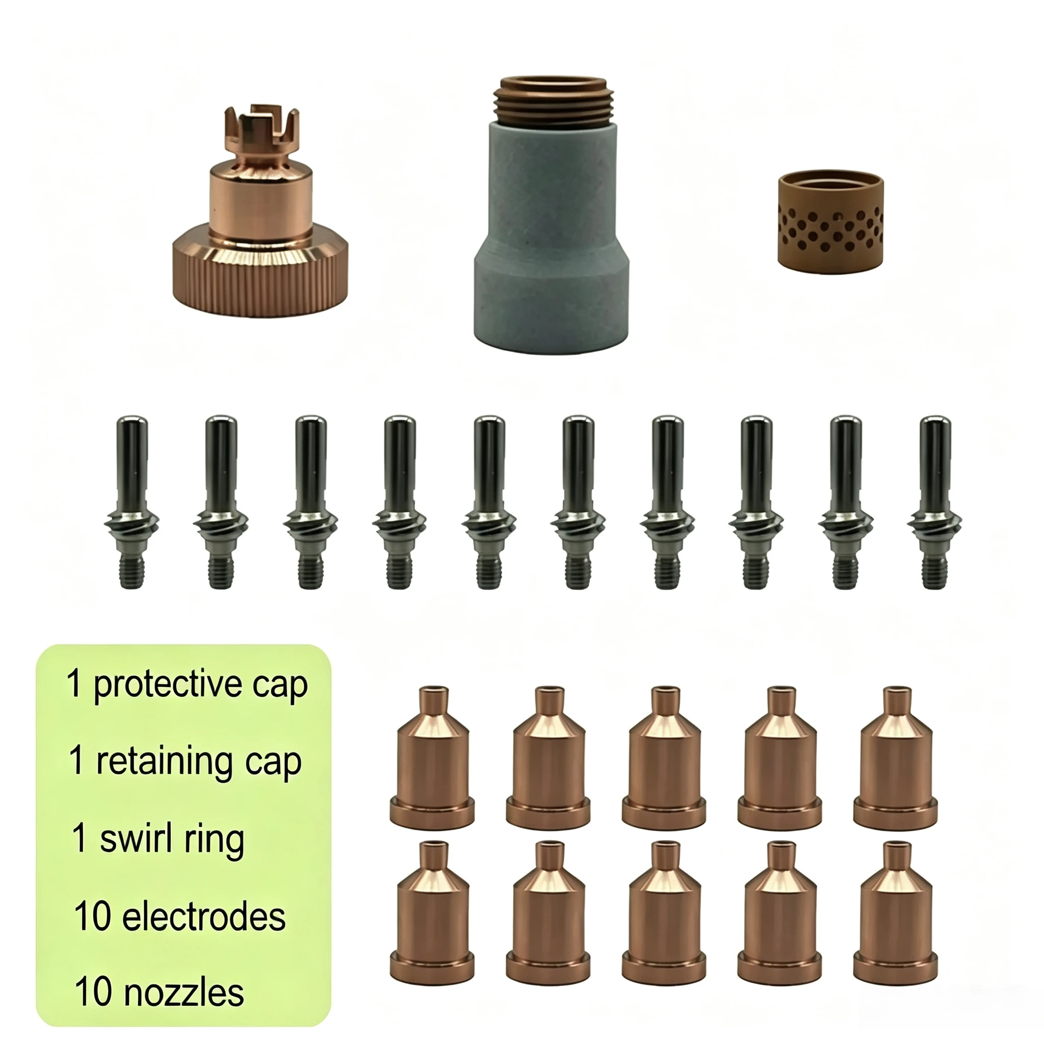 23PCS Plasma Cutter Consumables Kit Fit Lincoln 105 W03X0893 Electrode Nozzle  Protective Cap Fixed Cover Torch Wear Parts