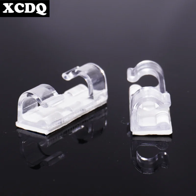50pcs Transparent Cable Holder Clips Self Adhesive 5mm Office Desk Electric Wire Mount Organizer Clamp with 1600T 3M Sticker