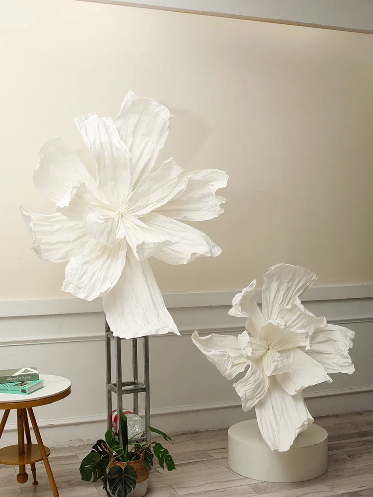 New wedding giant paper flower handmade pleated paper art plastic flower large wedding paper flower custom background