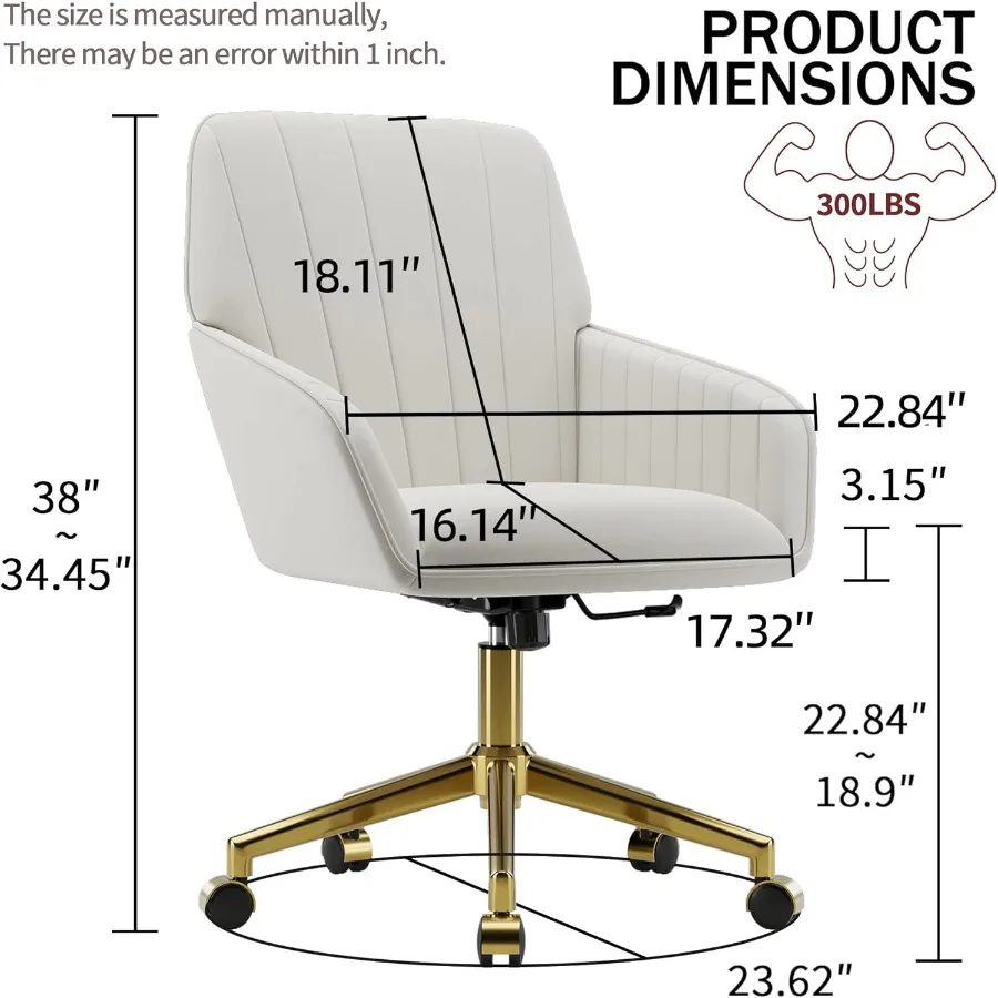 كرسي مكتب منزلي مخملي حديث قابل للتعديل بارتفاع مع قاعدة ذهبية وتنجيد معنقدة كرسي مكتب دوار 360 درجة بعجلات #3