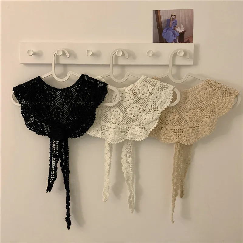Hollw Shawl Wraps False Collar for Women Ladies Embroidery Lace Fake Collar for Blouse Sweater Clothes Decoration Accessories